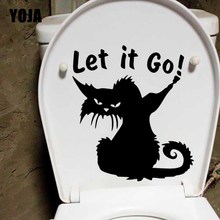 YOJA 22.1X24CM WC Funny Cat Let It Go Toilet Seat Sticker Bathroom Home Wall Decal T5-0039 2024 - buy cheap