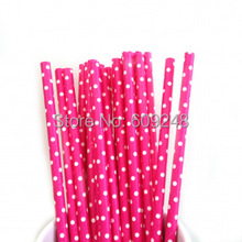 100pcs Mixed Colors Disposable Biodegradable Decorative Party Decorations White Swiss Dot Deep Pink Paper Straws Wholesale 2024 - buy cheap