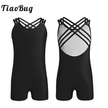 TiaoBug Kids Teens Sleeveless Strappy Ballet Gymnastics Leotard Girls Solid Color Sports Bodysuit Children Stage Dance Costume 2024 - buy cheap