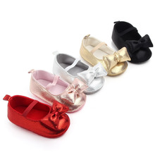Новорожденная принцесса обувь лук ПУ кожа балетные детские туфли первые ходунки детская обувь для девочек 2024 - купить недорого