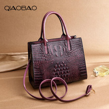 QIAOBAO 2020 Luxury Brand Women Alligator Bag Genuine Leather Handbags Casual Tote Bags Super Quality Female Big Shoulder Bag 2024 - buy cheap