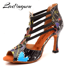 Ladingwu nuevas botas de baile para mujer personalizado PU zapatos de baile latino chicas ladys zapatos de baile Salsa Tango Paty zapatos de baile de salón tacón 9c 2024 - compra barato
