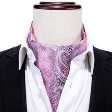 Nueva moda corbata rosa para hombres Ascot Paisley corbata de seda corbata Floral pañuelo gemelos Set para traje de fiesta de esmoquin 2024 - compra barato