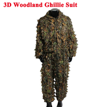 Trajes Ghillie de cuerpo completo para hombres, ropa de caza de camuflaje de hoja 3D, juegos de Airsoft CS al aire libre, camisa oculta + Pantalones 2024 - compra barato