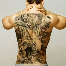 Новые супер большие черные групповые татуировки драконов для мужчин и женщин, водонепроницаемые временные татуировки с большим краном, наклейки на всю заднюю часть тела, поддельные татуировки 2024 - купить недорого