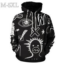 Plus Size 5XL Black Hoodies Sweatshirts Men Personality Graffiti Print Long Sleeve Men Hoodie Sweatshirt Casual Hoody Pullovers 2024 - buy cheap