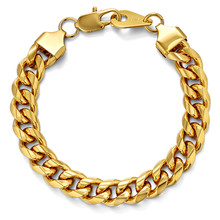 8/10mm Gold Silver Color Cuban Link Bracelet For Men 316L Stainless Steel Curb Chain Bracelet Mens Jewelry pulseras Hip Hop 2018 2024 - buy cheap
