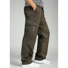 Pantalones de hombre gruesos Otoño Invierno Casual overoles sueltos de algodón de alta cintura Cargo pantalones de hombre 2024 - compra barato