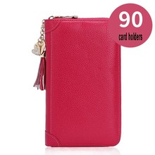 Carteira feminina de couro genuíno, bolsa para guardar cartões bancários, porta-moedas, carteira para cartões 60-90 2024 - compre barato