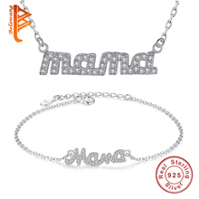 BELAWANG-Conjunto de collar y pulsera de MAMA para mujer, de Plata de Ley 925 auténtica, joyería de moda para mujer, regalo para el día de la madre 2024 - compra barato