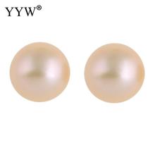 Cultured Half Drilled Freshwater Pearl Beads Dome Natural Half-Drilled Pink 8.5-9mm Approx 0.8mm Sold By Pair 2024 - buy cheap