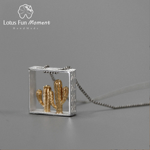 Pingente de prata esterlina 925 lotus fun, joias finas da série do deserto, design de cacto criativo sem colar para mulheres 2024 - compre barato