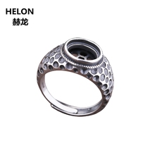 Женское овальное кольцо из серебра 925 пробы 8х10 мм, полукрепление для помолвки и свадьбы, Винтажное кольцо в стиле арт-деко из янтарной и бирюзовой ткани 2024 - купить недорого