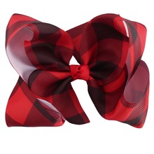 CN 6" Buffalo Plaid Hair Bows With Clips For Kids Girls Large Printed Ribbon Knot Bows Hairgrips Hair Accessories 2024 - buy cheap