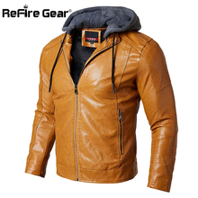 ReFire Gear PU Leather Jacket Men Tactical Military Hoodie Jackets Winter Casual Windproof Motorcycle Biker Faux Leather Coat 2024 - buy cheap