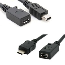 Mini cabo usb macho para micro usb b fêmea, conversor e adaptador de cabo de carregador de dados 2024 - compre barato