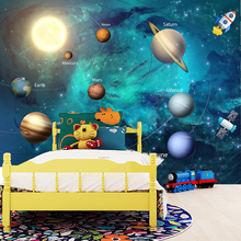 3D Wallpaper Space Universe Children Room Starry Sky Planet Wallpaper 3D Stereo Cartoon Mural Papel De Parede Infantil 3D Fresco 2024 - buy cheap