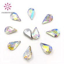 Nova chegada 5X8mm/6X10mm/8X13mm AB cor Teardrop pointback pear forma de Vidro de cristal pedrinhas 50 pcs diy acessórios da arte do Prego 2024 - compre barato