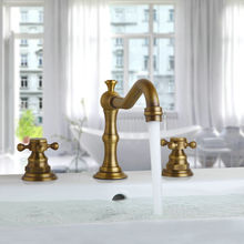 Antique Brass 8 "3 Buracos Banheiro Generalizada Torneira Bacia Vanity Sink Toque Mixer Dupla Lidar Com Água Quente e Fria KD1183 2024 - compre barato