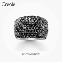 Anillo de plata de ley 2019 con circonita cúbica negra, joyería de moda, regalo Vintage deslumbrante mágico para mujeres y hombres, 925 2024 - compra barato