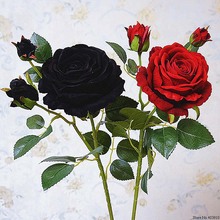 Роскошные черные ветки роз, искусственные цветы из бархата, подарок на день Святого Валентина, свадебные цветы, украшение для дома, розы, цветы 2024 - купить недорого