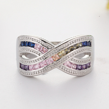 Роскошное ювелирное изделие, цветные Кристальные обручальные кольца для женщин, Гламурное серебряное кольцо с узлом, обручальное кольцо Bague Anillos Mujer O5K726 2024 - купить недорого