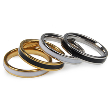 Женское кольцо из нержавеющей стали 316L, черно-белый эмалированный золотистого цвета, ширина 4 мм, обручальное кольцо для пар 2024 - купить недорого
