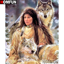 HOMFUN Full Square/Round Drill 5D DIY Diamond Painting "Beautiful wolf" Embroidery Cross Stitch 5D Home Decor Gift A09146 2024 - buy cheap