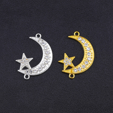 Juya DIY Jewelry Making Accessories Gold/Silver Color Rhinestone Crescent Allah Ramadan Kareem Moon Charms Pendants 2024 - buy cheap