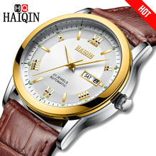 HAIQIN Automatic mechanical watch men Business Leather waterproof sports men clock luxury gift Male wristwatch Relogio Masculino 2024 - buy cheap