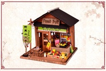 Luxury lighting House building wooden model kits DIY Fruit shop model Christmas gifts 2024 - buy cheap