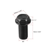 Uxcell 4pcs/lot 8.8 Grade M7x16mm Hex Flange Bolts Left Hand Thread Carbon Steel Black Used In Assemblies Hex Head High Quality 2024 - buy cheap
