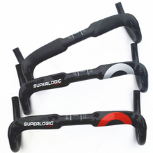 Superlogic fibra de carbono completo rodovia de bicicleta thighed estrada guiador bent bar 31.8*400/420/440 de roteamento interno bicicleta 2024 - compre barato