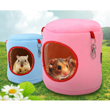 Plush Cotton Warm Hamsters Nest Hamster Hammock Hanging Bed House Ferret Squirrel Toy Pet Winter Cages Pink Blue  2024 - buy cheap