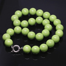 Unique green baking paint glass round beads 8,10,12mm delicate necklace factory price fashion fine jewelry 18inch B1468 2024 - buy cheap