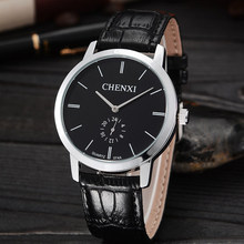 Fashion Chenxi Brand Simple Style Black Silver Leather Dress Quartz Wristwatches Business Wrist Watches Clock Hours For Men 074a 2024 - buy cheap