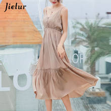 Jielur 2019 New Elegant Dress Female Sweet Girl Summer Vestido Beige Grace Sleeveless S-L Comfortable Dresses for Women Dropship 2024 - buy cheap