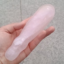 Dhxyzb varinha natural de quartzo rosa, 17cm grande, onda de cristal rosa, massagem, deusa yoni prazer, reiki para presente 2024 - compre barato