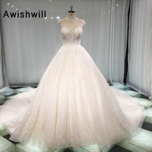 Real Photos 2020 Vintage Wedding Dresses Lace Cap Sleeve Long Tail Wedding Gowns Custom Made Bridal Dress Vestido de Noiva 2024 - buy cheap