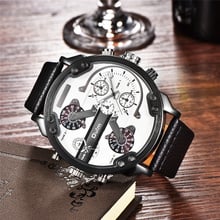 Oulm Brand Super Big Dial Men's Watches Dual Time Zone Watch Casual PU Leather Luxury Brand Men Quartz Wristwatch 2024 - buy cheap