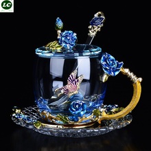 Botella de agua de cristal transparente para el hogar, vaso de vidrio con bonito esmalte, regalo creativo, 300ml 2024 - compra barato
