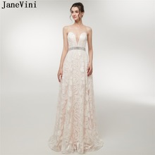 JaneVini 2018 Charming A Line Long Bridesmaid Dresses with Sequins Beaded Strapless Floor Length Tulle Pageant Formal Prom Gowns 2024 - buy cheap