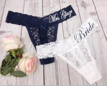 Personalized any name mrs wedding Bridal Lace Thong, customize name Wedding bride gift Honeymoon Lingerie underwear Lace Thongs 2024 - buy cheap