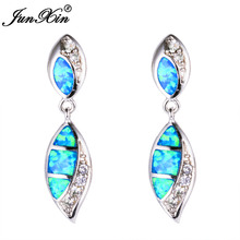 JUNXIN-pendientes largos con colgante de Fuego Azul para mujer, joyería de cristal, doble, Color plateado 2024 - compra barato