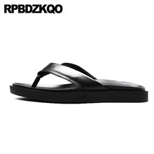 Breathable Slippers Shoes Runway Slip On Waterproof Casual Flip Flop Slides Men Sandals Leather Summer Water 2021 Flat Black 2024 - buy cheap