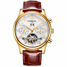 Carnival Men Automatic Watch Flying Wheel Date Day Week 25jewels Mechanical Tourbillion Watch Luxury Gift 2024 - buy cheap