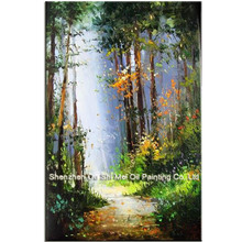 Pintura a óleo sobre tela, tamanho grande, pintada à mão, verde, floresta, estrada, paisagem para corredor, decoração moderna, decoração de parede, arte com imagens 2024 - compre barato