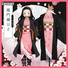 Disfraz de Demon Slayer para mujer, disfraz de Kimetsu no Yaiba, Kamado, Nezuko, Kimono, uniforme para Halloween, novedad 2024 - compra barato