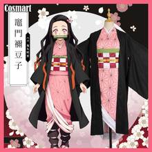 Anime!Demon Slayer Kimetsu no Yaiba Kamado Nezuko Cosplay Costume Kimono Uniform Halloween Suit For Women Outfit New 2024 - buy cheap