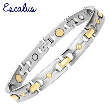 Escalus Magnetic Titanium Bracelet 2-Tone Gold Silver Negative Ions Health Unisex Jewelry Wristband Bangle Charm 2024 - buy cheap